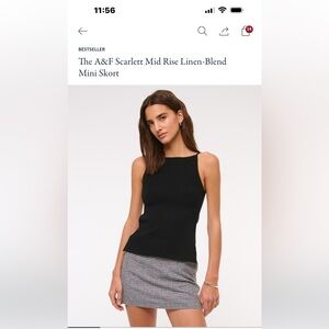 Abercrombie black gingham linen mini skort